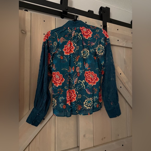 NWT Farm Rio Long Sleeve High Neck Peasant Blouse - Picture 8 of 8